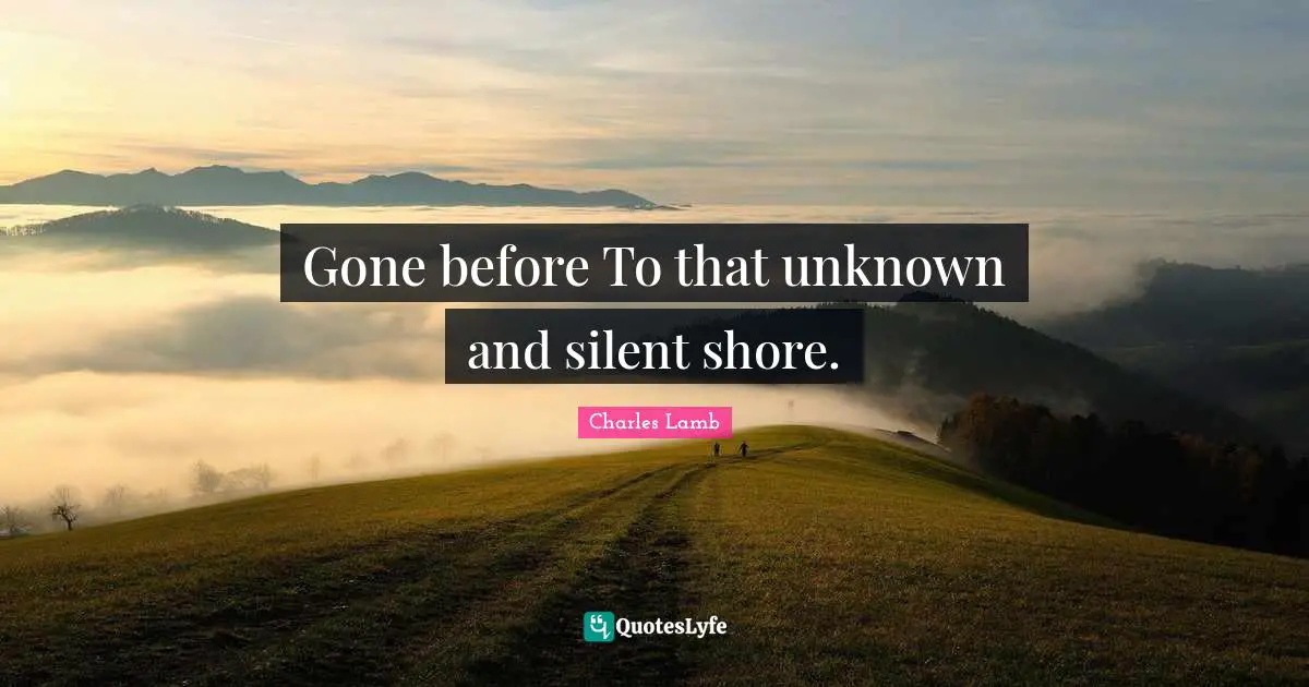 Gone before To that unknown and silent shore.