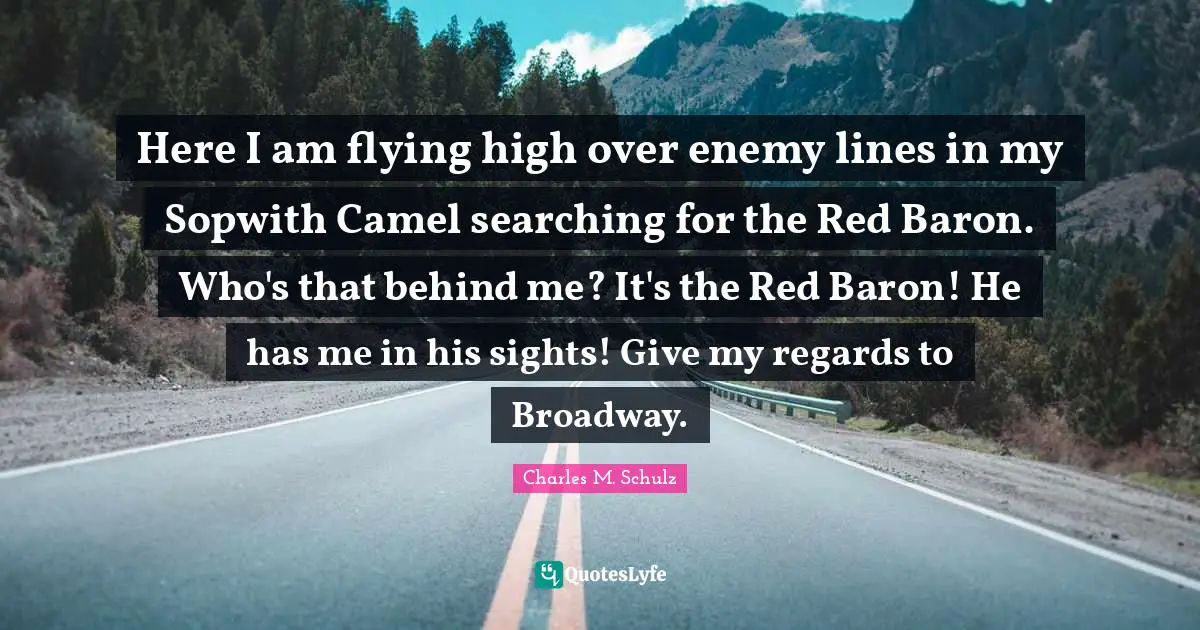 Here I am flying high over enemy lines in my Sopwith Camel searching for the Red Baron. Who's that behind me? It's the Red Baron! He has me in his sights! Give my regards to Broadway.