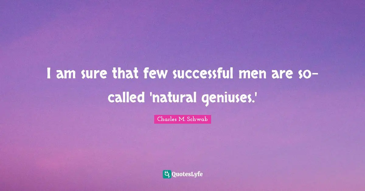 I am sure that few successful men are so-called 'natural geniuses.'