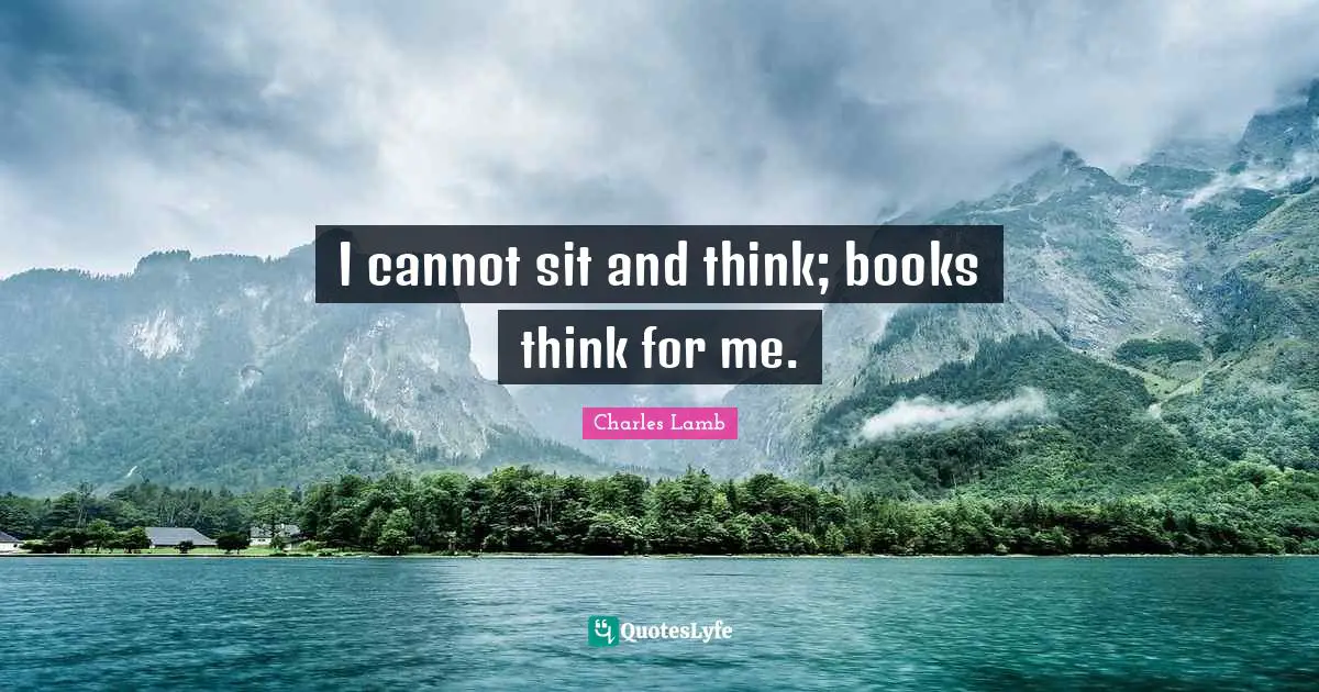I cannot sit and think; books think for me.