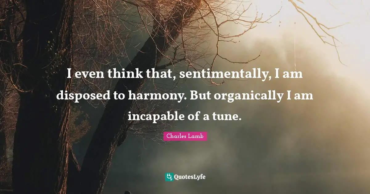 I even think that, sentimentally, I am disposed to harmony. But organically I am incapable of a tune.