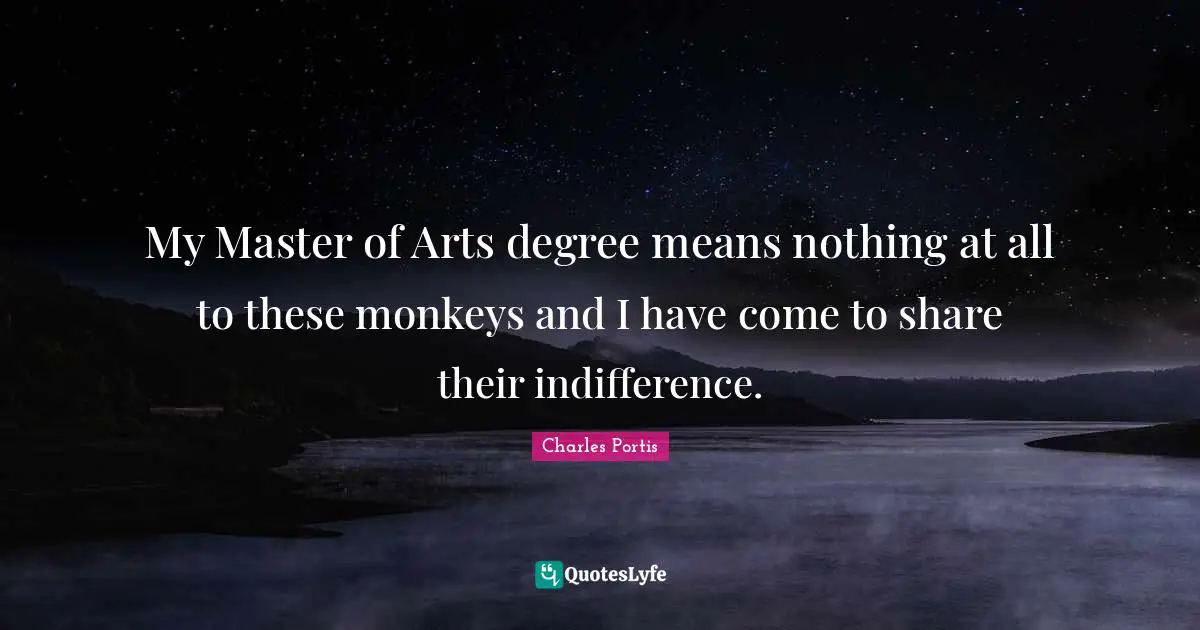 My Master of Arts degree means nothing at all to these monkeys and I have come to share their indifference.