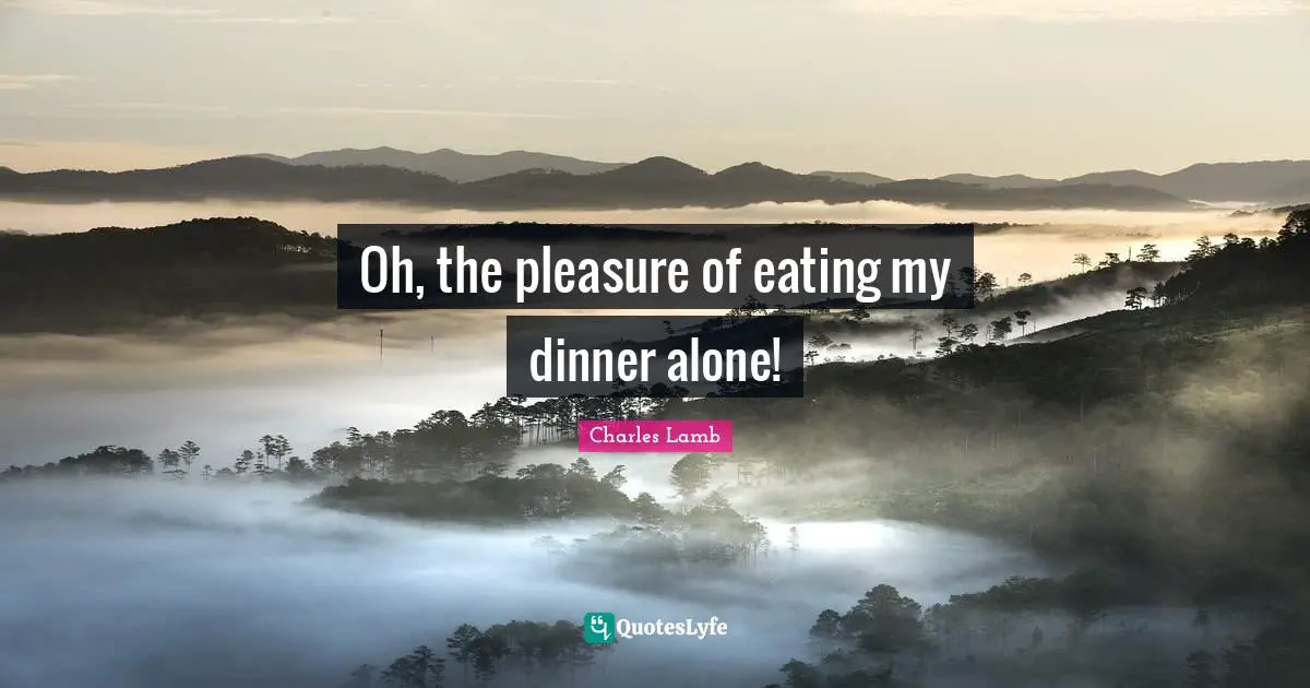Oh, the pleasure of eating my dinner alone!