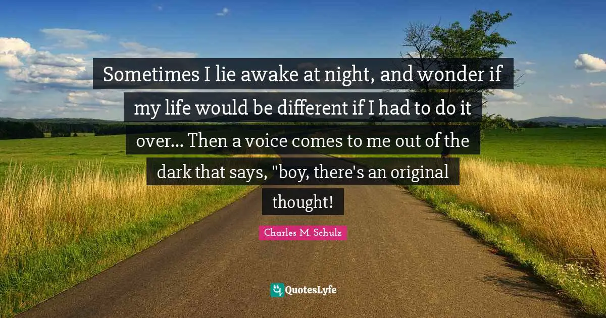 Sometimes I lie awake at night, and wonder if my life would be different if I had to do it over... Then a voice comes to me out of the dark that says, "boy, there's an original thought!