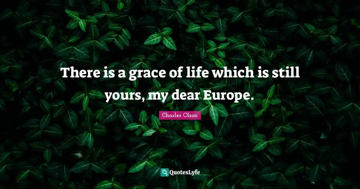 There is a grace of life which is still yours, my dear Europe.