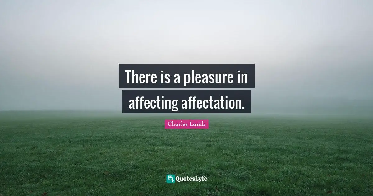 There is a pleasure in affecting affectation.