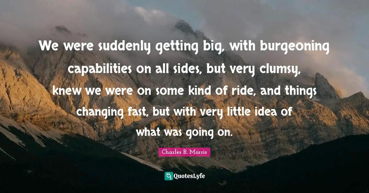 We were suddenly getting big, with burgeoning capabilities on all sides, but very clumsy, knew we were on some kind of ride, and things changing fast, but with very little idea of what was going on.