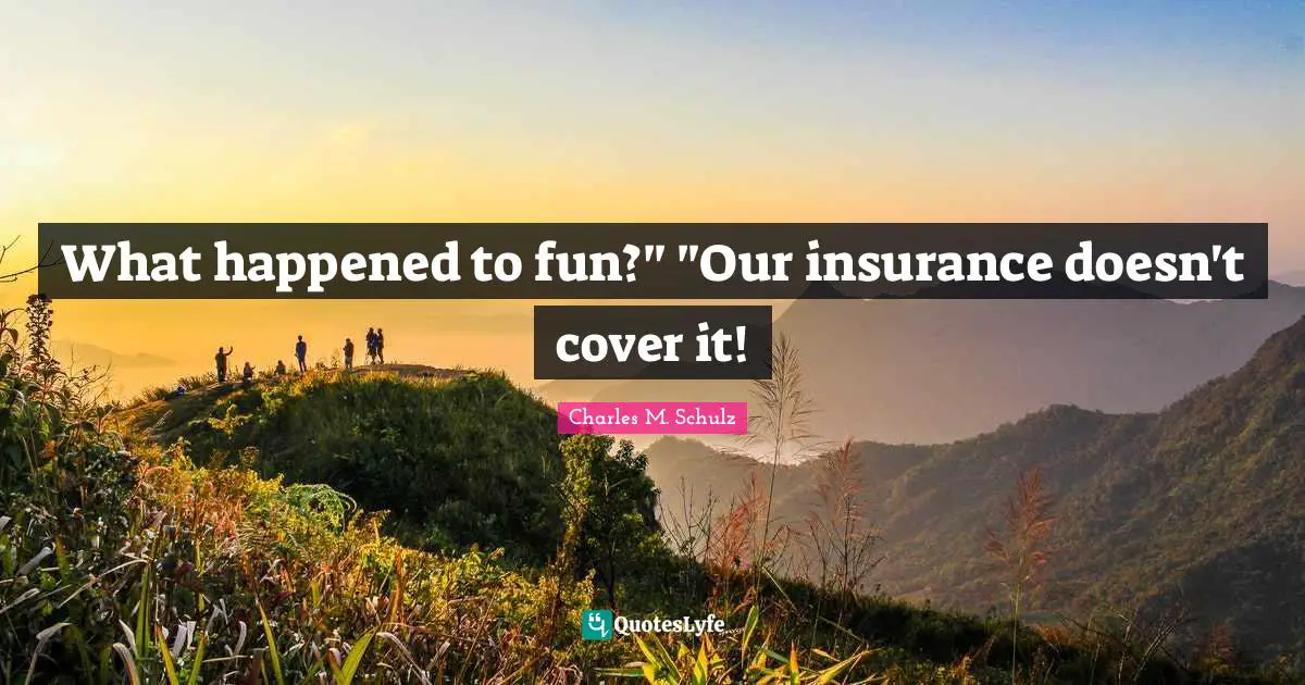 What happened to fun?" "Our insurance doesn't cover it!