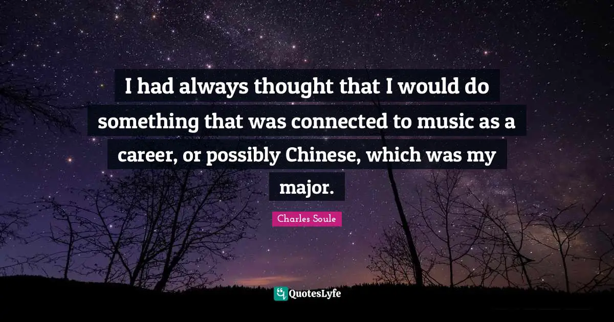 I had always thought that I would do something that was connected to music as a career, or possibly Chinese, which was my major.