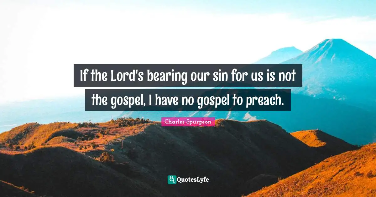 If the Lord's bearing our sin for us is not the gospel, I have no gospel to preach.