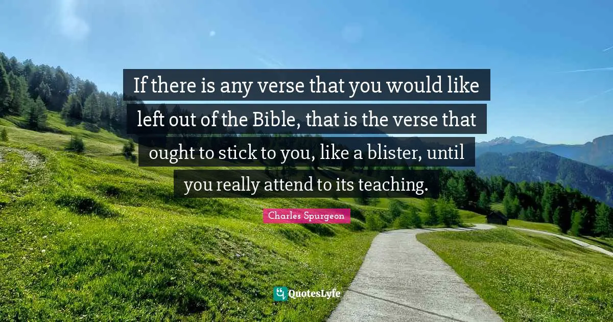 If there is any verse that you would like left out of the Bible, that is the verse that ought to stick to you, like a blister, until you really attend to its teaching.