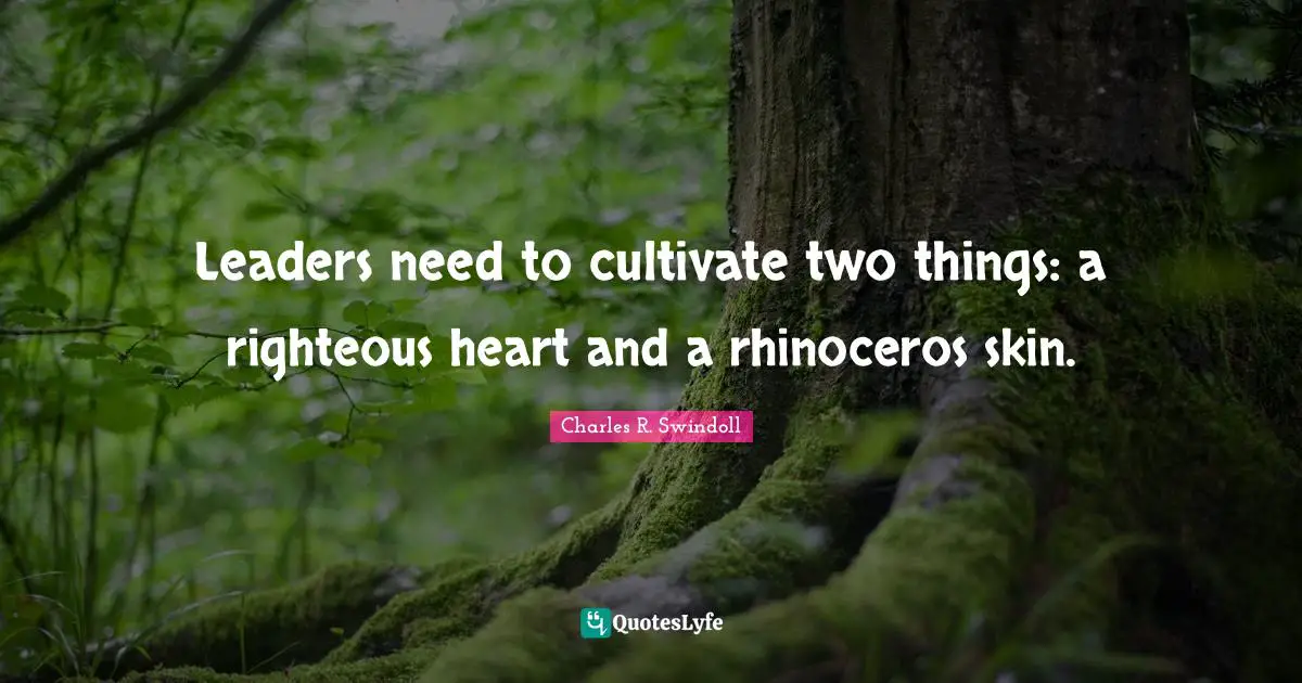 Leaders need to cultivate two things: a righteous heart and a rhinoceros skin.