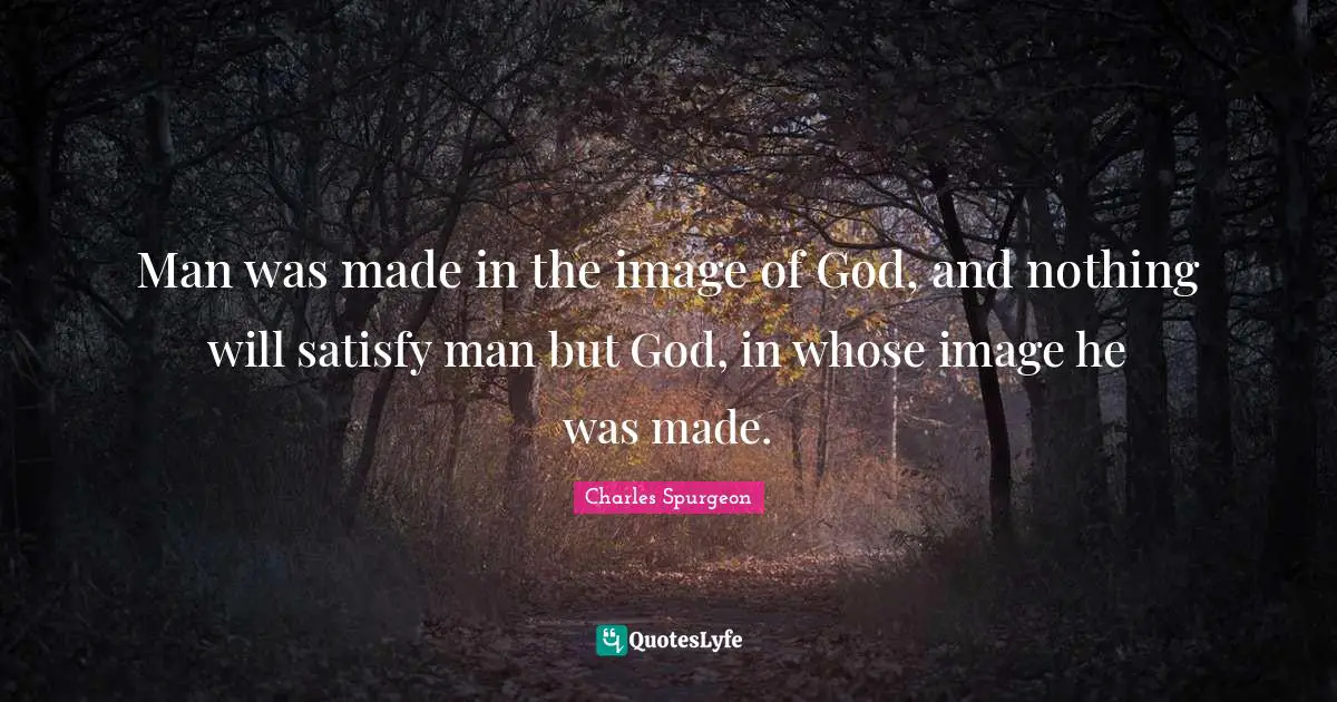 Man was made in the image of God, and nothing will satisfy man but God, in whose image he was made.