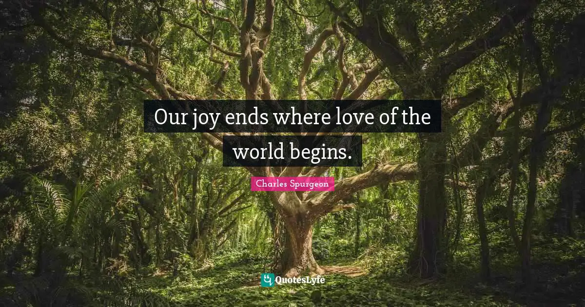 Our joy ends where love of the world begins.