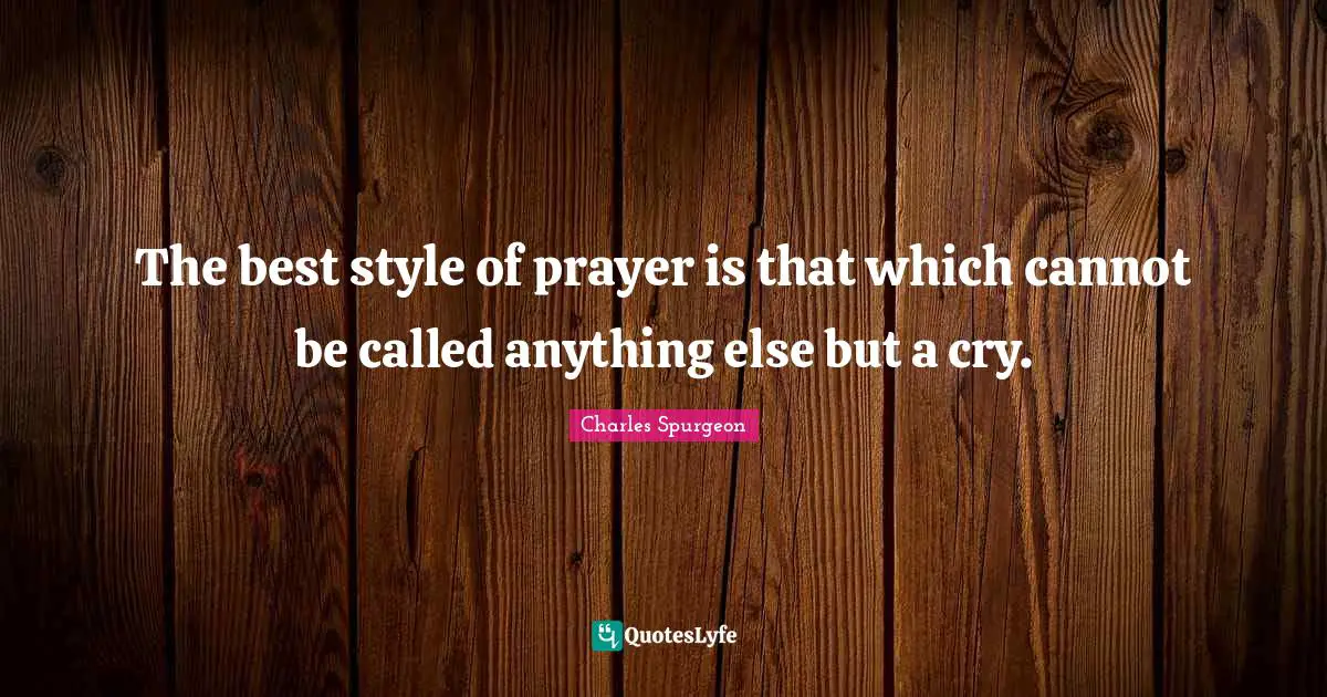 The best style of prayer is that which cannot be called anything else but a cry.