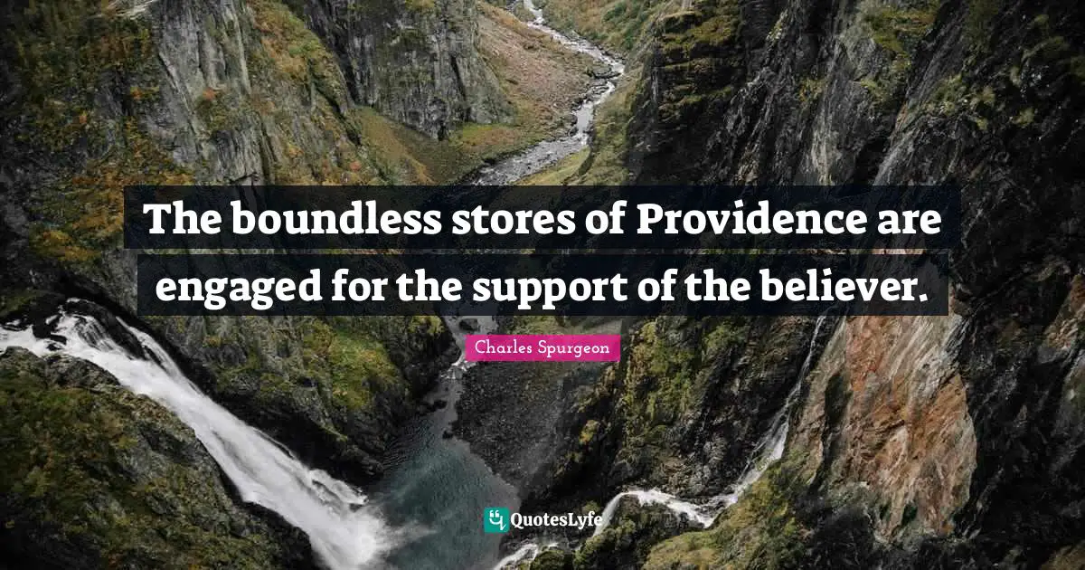 The boundless stores of Providence are engaged for the support of the believer.