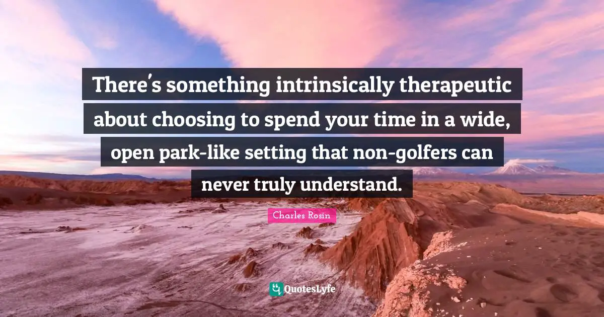 There's something intrinsically therapeutic about choosing to spend your time in a wide, open park-like setting that non-golfers can never truly understand.