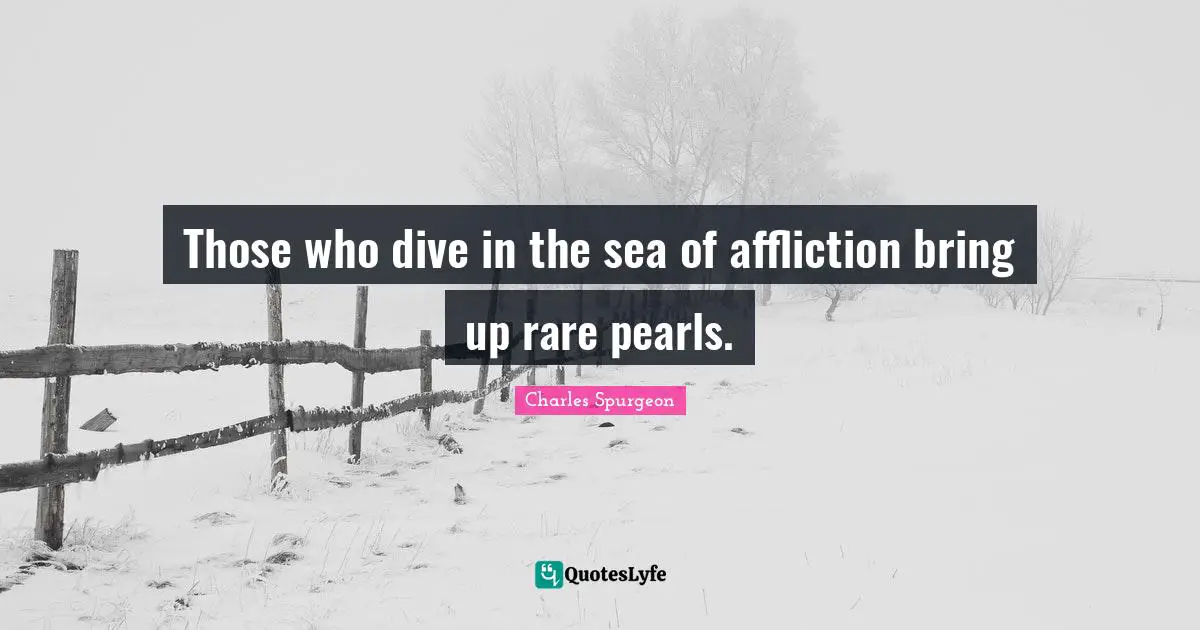 Those who dive in the sea of affliction bring up rare pearls.