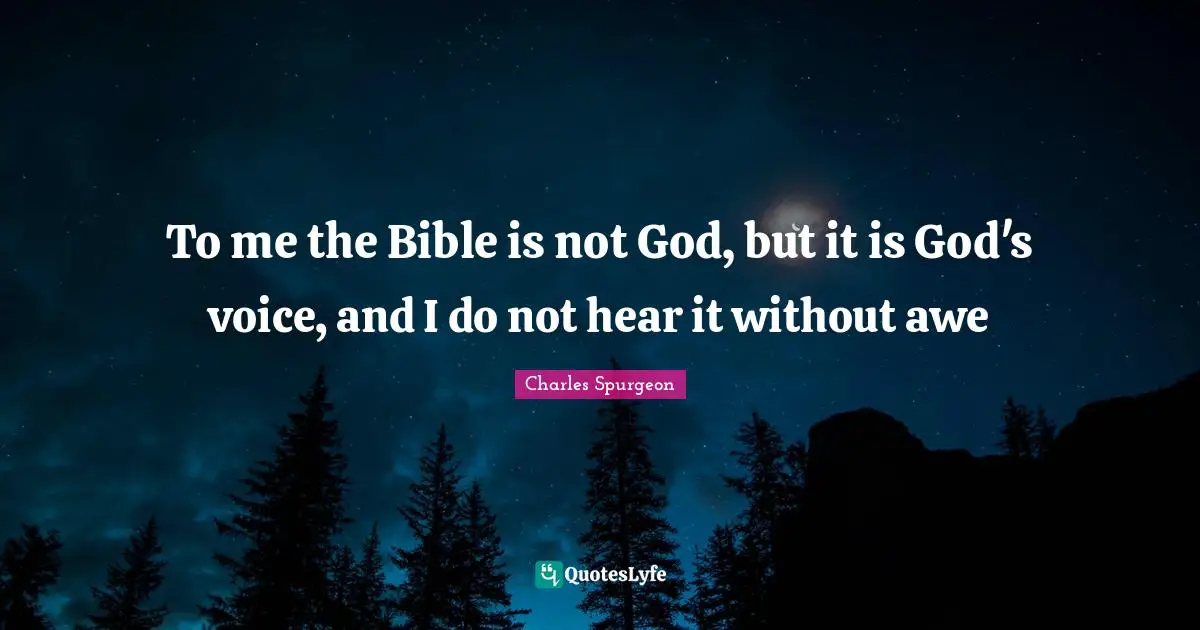 To me the Bible is not God, but it is God's voice, and I do not hear it without awe