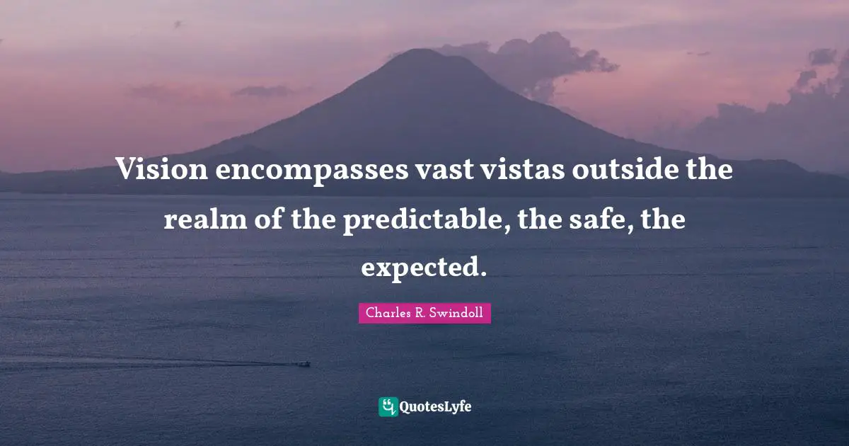 Vision encompasses vast vistas outside the realm of the predictable, the safe, the expected.