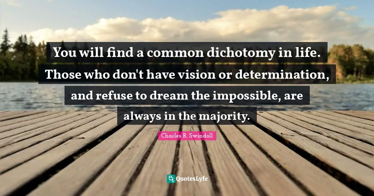 You will find a common dichotomy in life. Those who don't have vision or determination, and refuse to dream the impossible, are always in the majority.