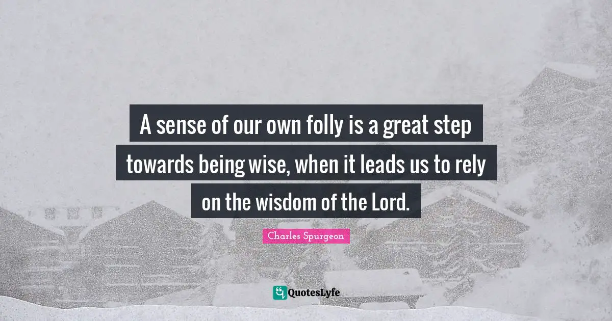 A sense of our own folly is a great step towards being wise, when it leads us to rely on the wisdom of the Lord.