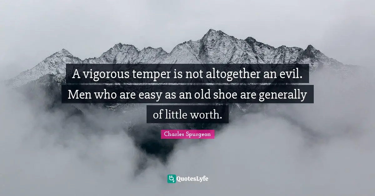 A vigorous temper is not altogether an evil. Men who are easy as an old shoe are generally of little worth.
