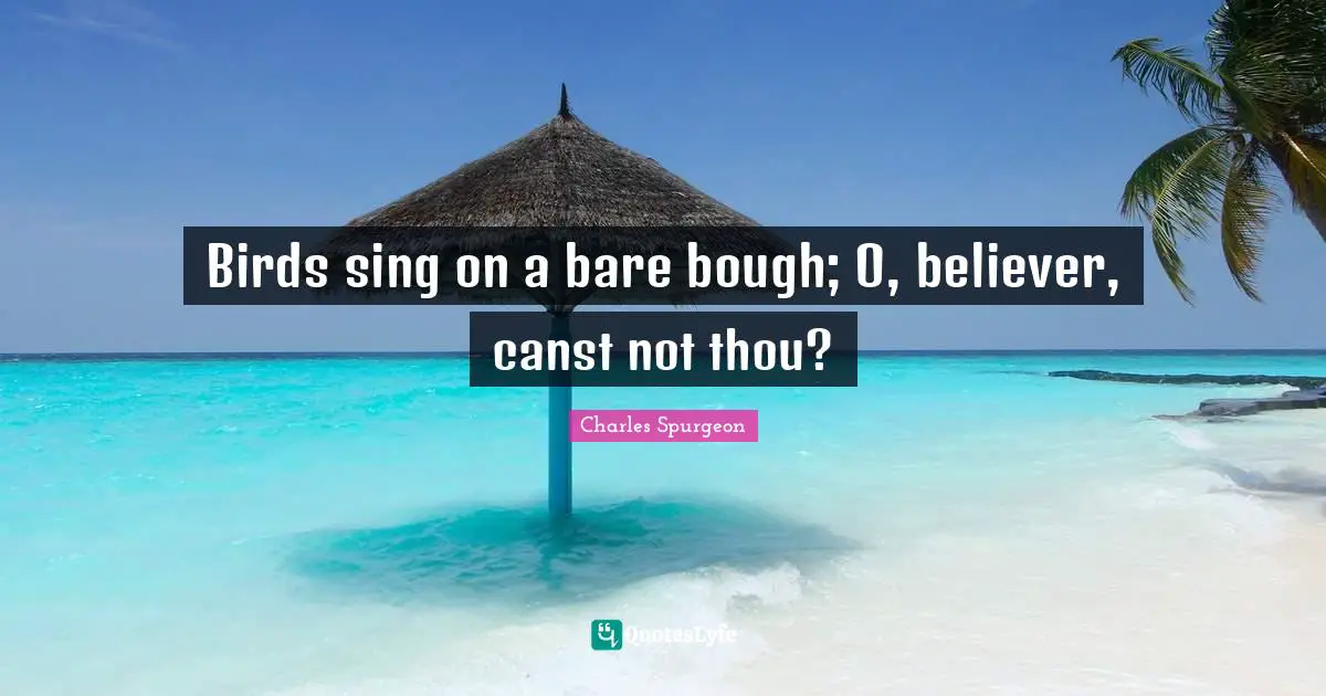 Birds sing on a bare bough; O, believer, canst not thou?