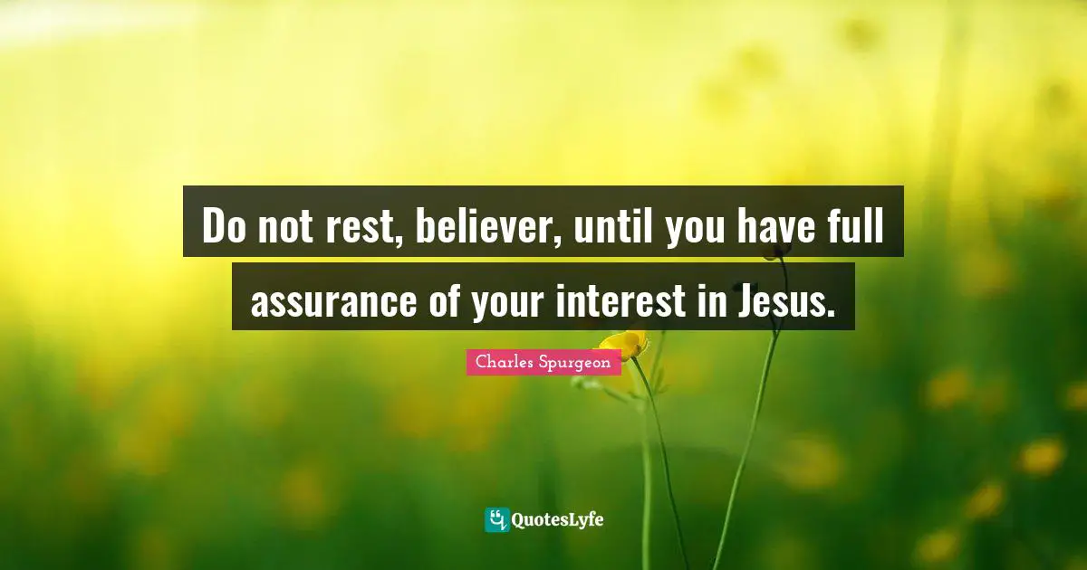 Do not rest, believer, until you have full assurance of your interest in Jesus.