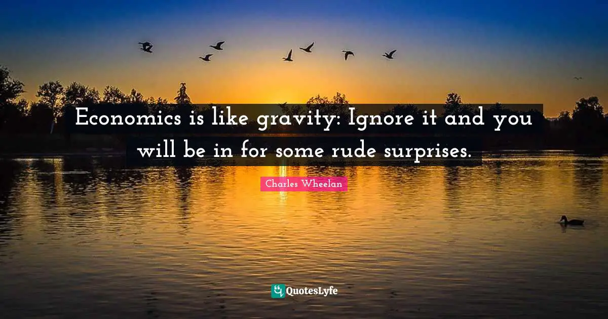 Charles Wheelan Quotes: "Economics is like gravity: Ignore it and you will be in for some rude surprises."