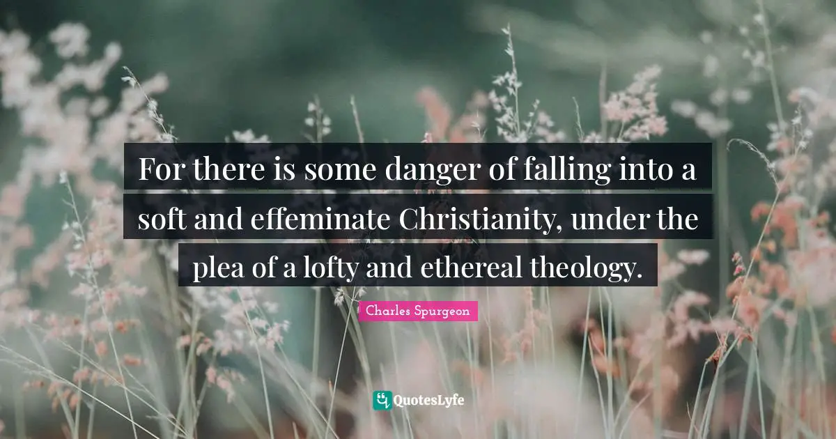 Lofty Quotes: "For there is some danger of falling into a soft and effeminate Christianity, under the plea of a lofty and ethereal theology."