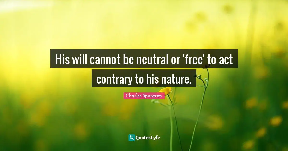His will cannot be neutral or 'free' to act contrary to his nature.