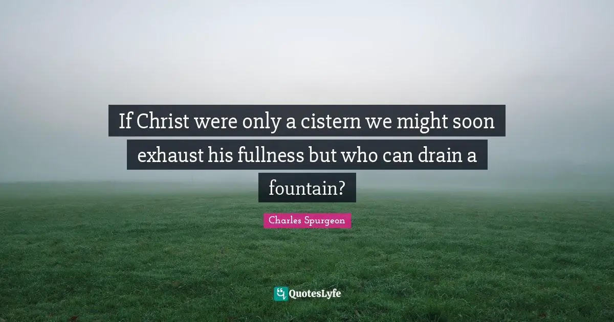 If Christ were only a cistern we might soon exhaust his fullness but who can drain a fountain?