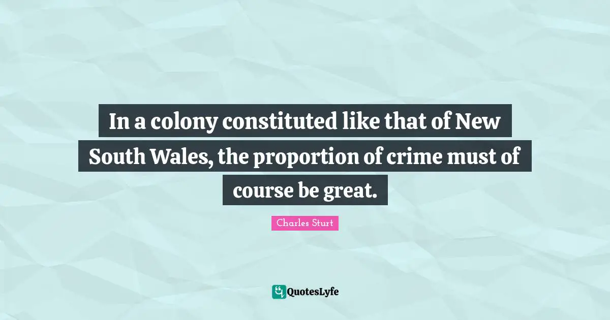 In a colony constituted like that of New South Wales, the proportion of crime must of course be great.