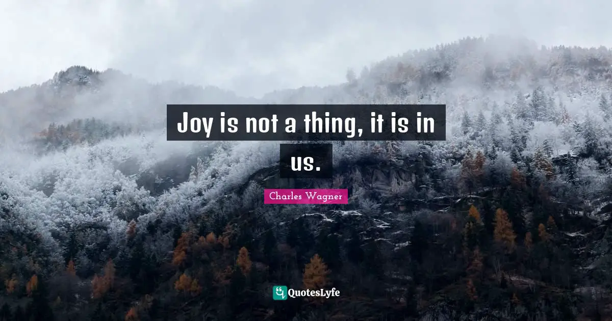 Joy is not a thing, it is in us.