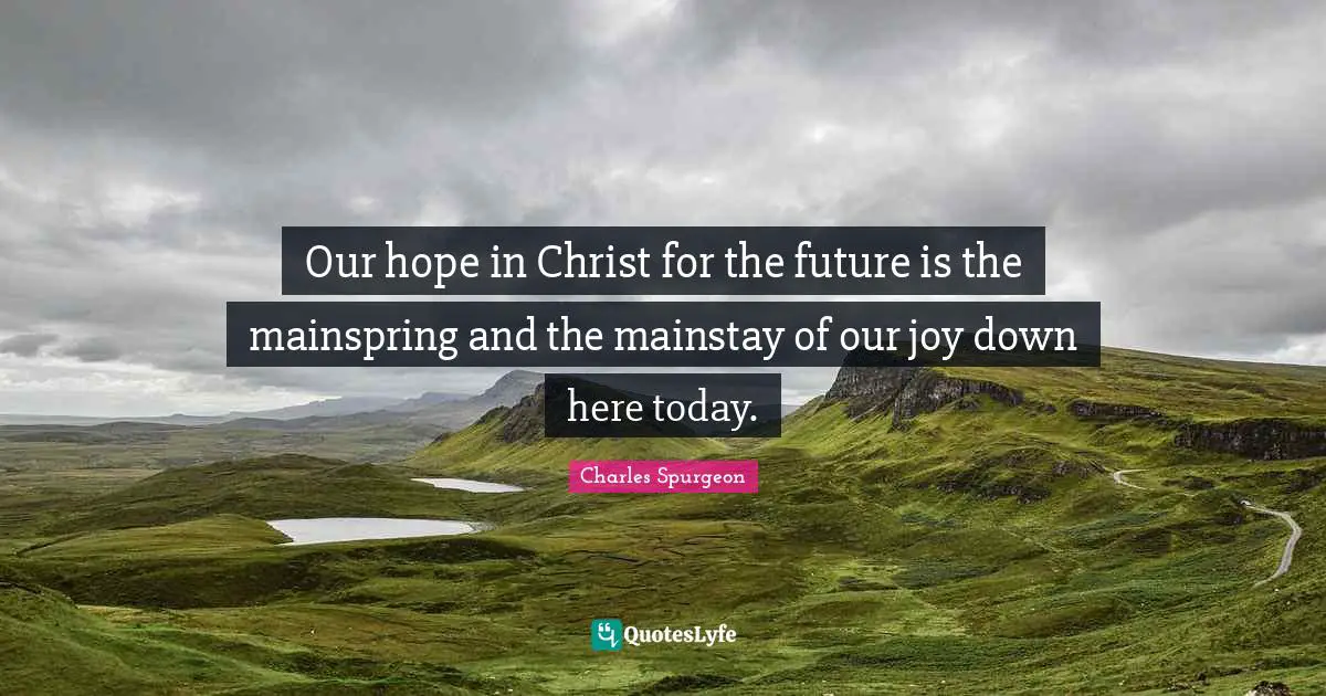 Our hope in Christ for the future is the mainspring and the mainstay of our joy down here today.