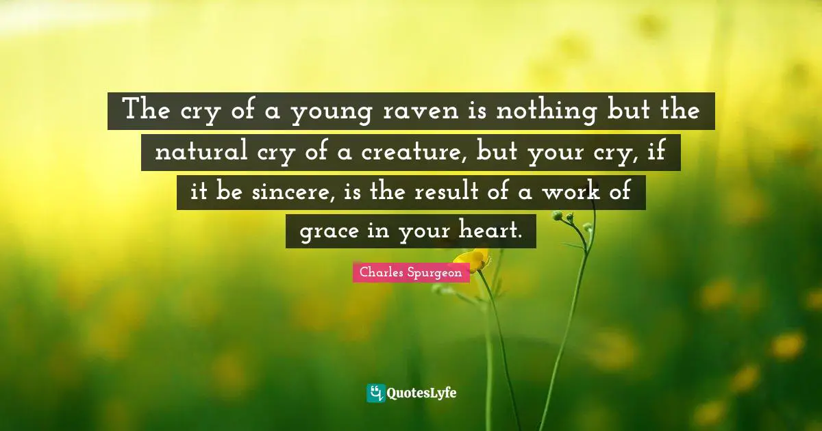 The cry of a young raven is nothing but the natural cry of a creature, but your cry, if it be sincere, is the result of a work of grace in your heart.