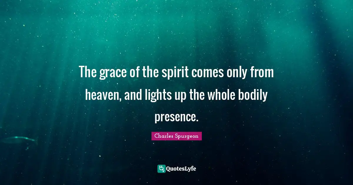 The grace of the spirit comes only from heaven, and lights up the whole bodily presence.