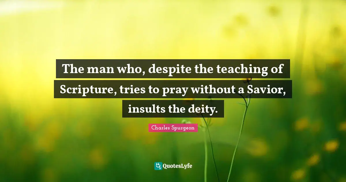 The man who, despite the teaching of Scripture, tries to pray without a Savior, insults the deity.