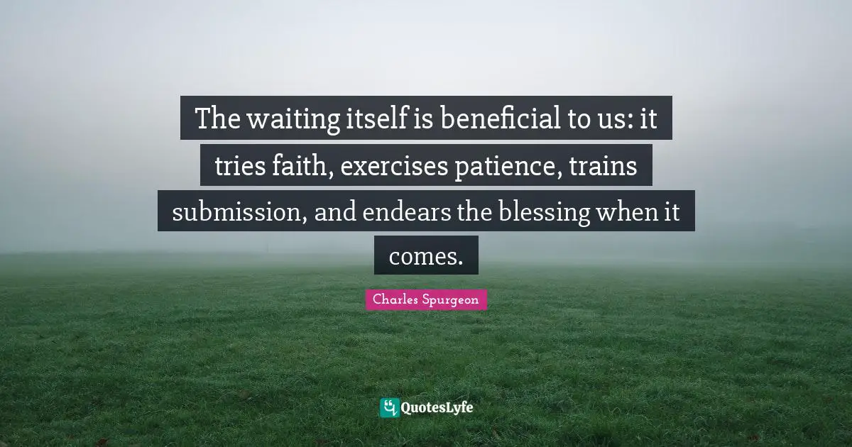 The waiting itself is beneficial to us: it tries faith, exercises patience, trains submission, and endears the blessing when it comes.