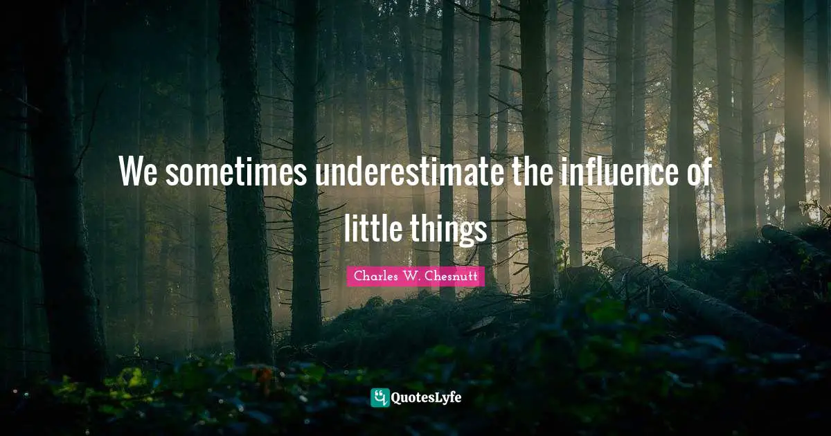 We sometimes underestimate the influence of little things