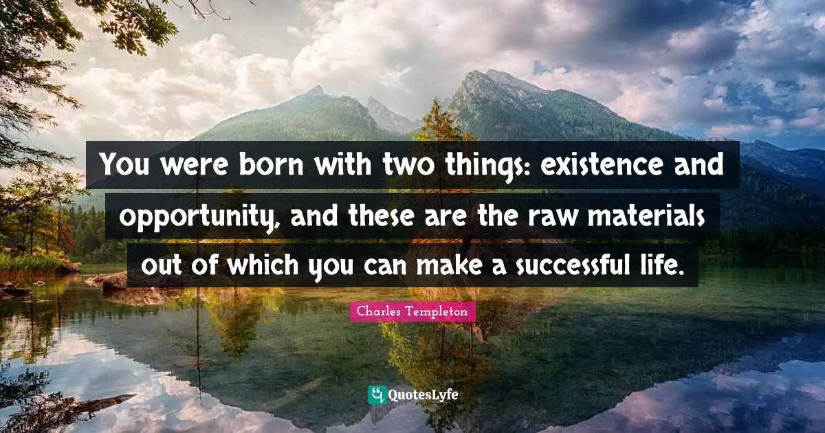 You were born with two things: existence and opportunity, and these are the raw materials out of which you can make a successful life.