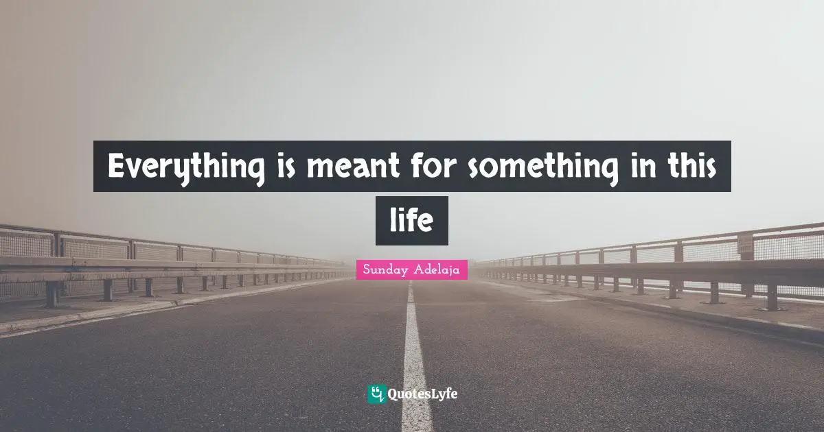 Everything is meant for something in this life