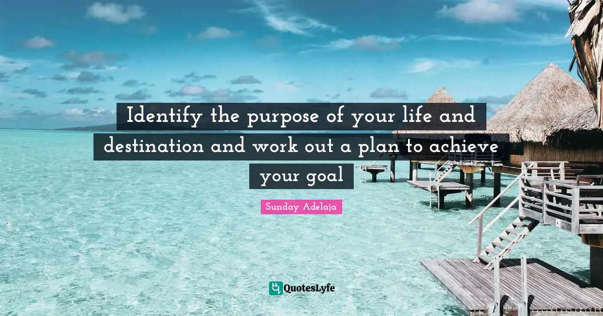Identify the purpose of your life and destination and work out a plan to achieve your goal