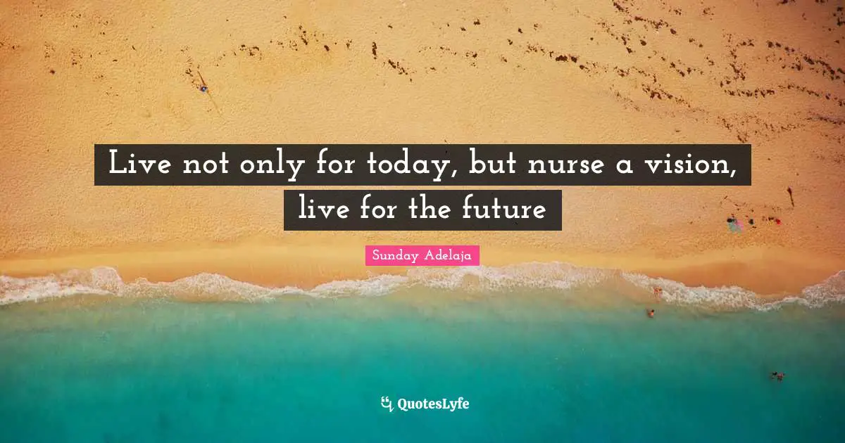 Purpose Goals Quotes: "Live not only for today, but nurse a vision, live for the future"