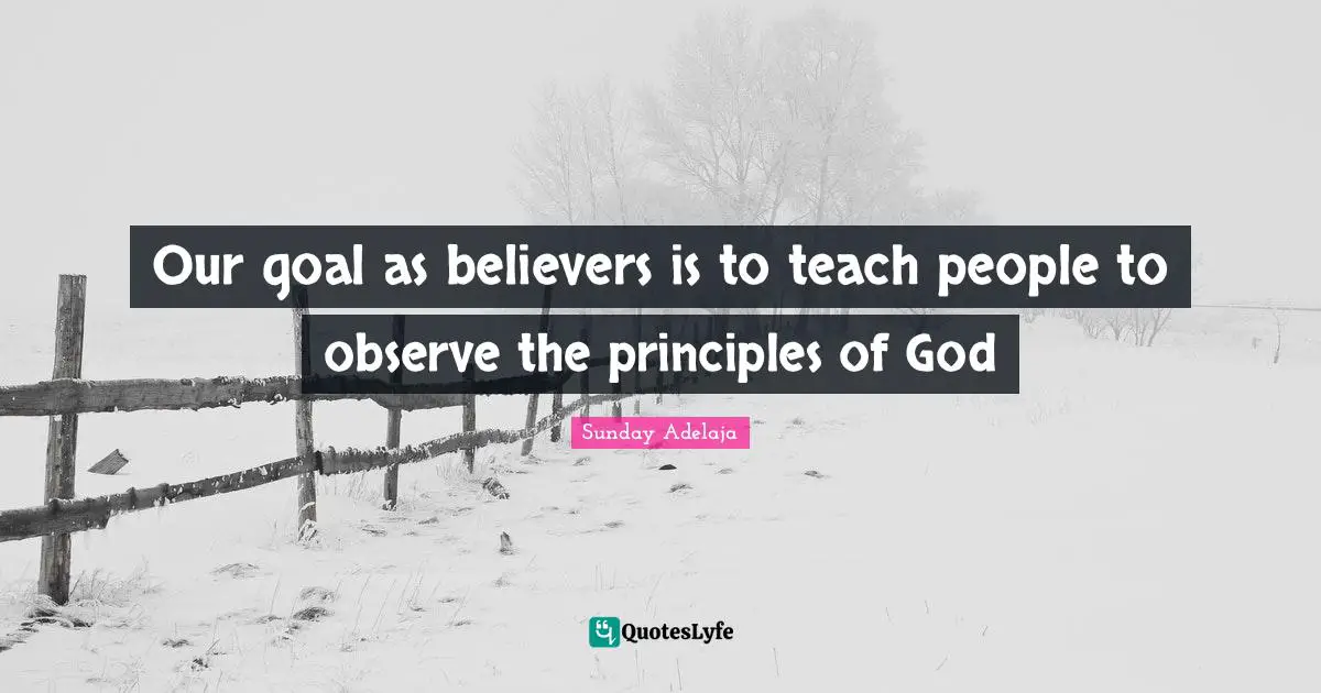 Sunday Adelaja Quotes: Our goal as believers is to teach people to observe the principles of God