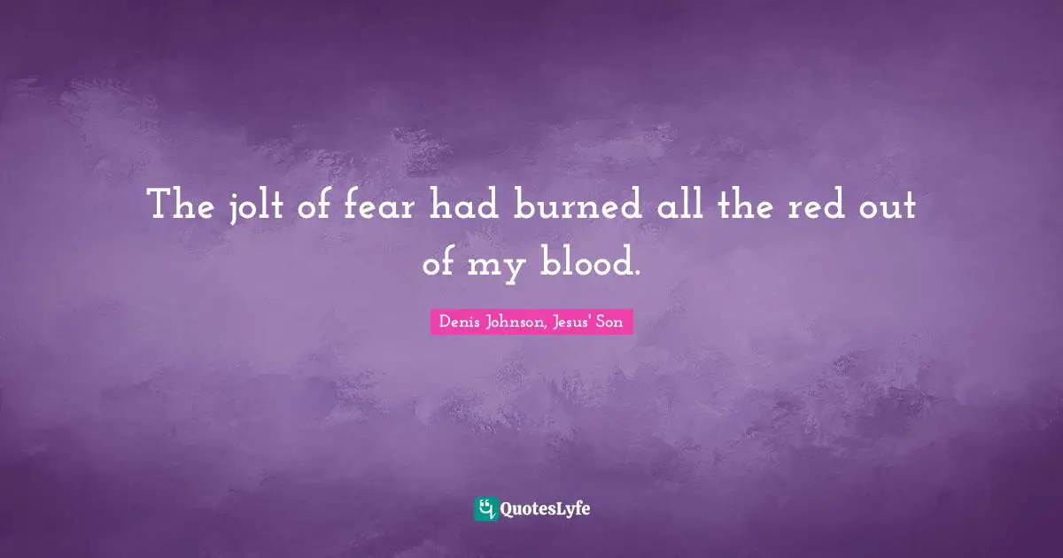 Denis Johnson Quotes: "The jolt of fear had burned all the red out of my blood."