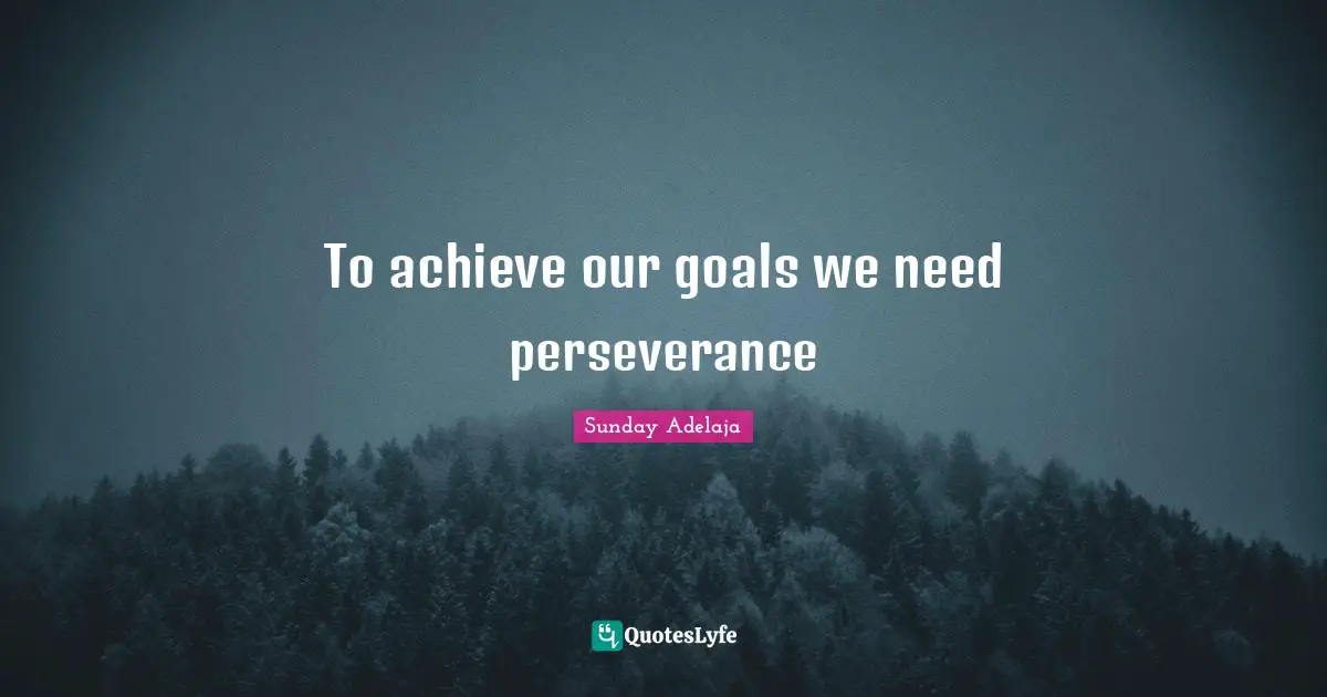 To achieve our goals we need perseverance