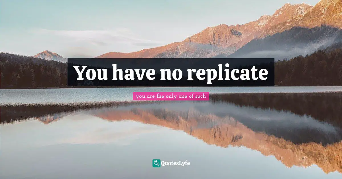 You have no replicate