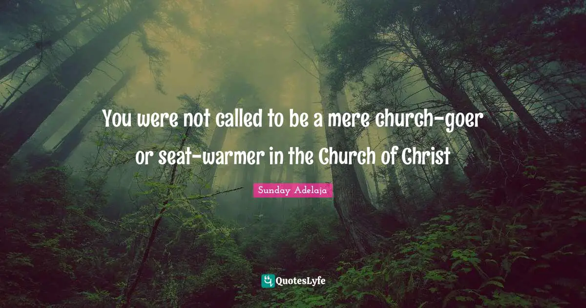 You were not called to be a mere church-goer or seat-warmer in the Church of Christ